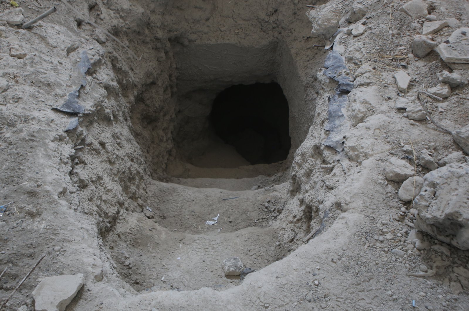An undated photo shows the YPG/PKK tunnel on the Turkish-Syrian border. (AA Photo)