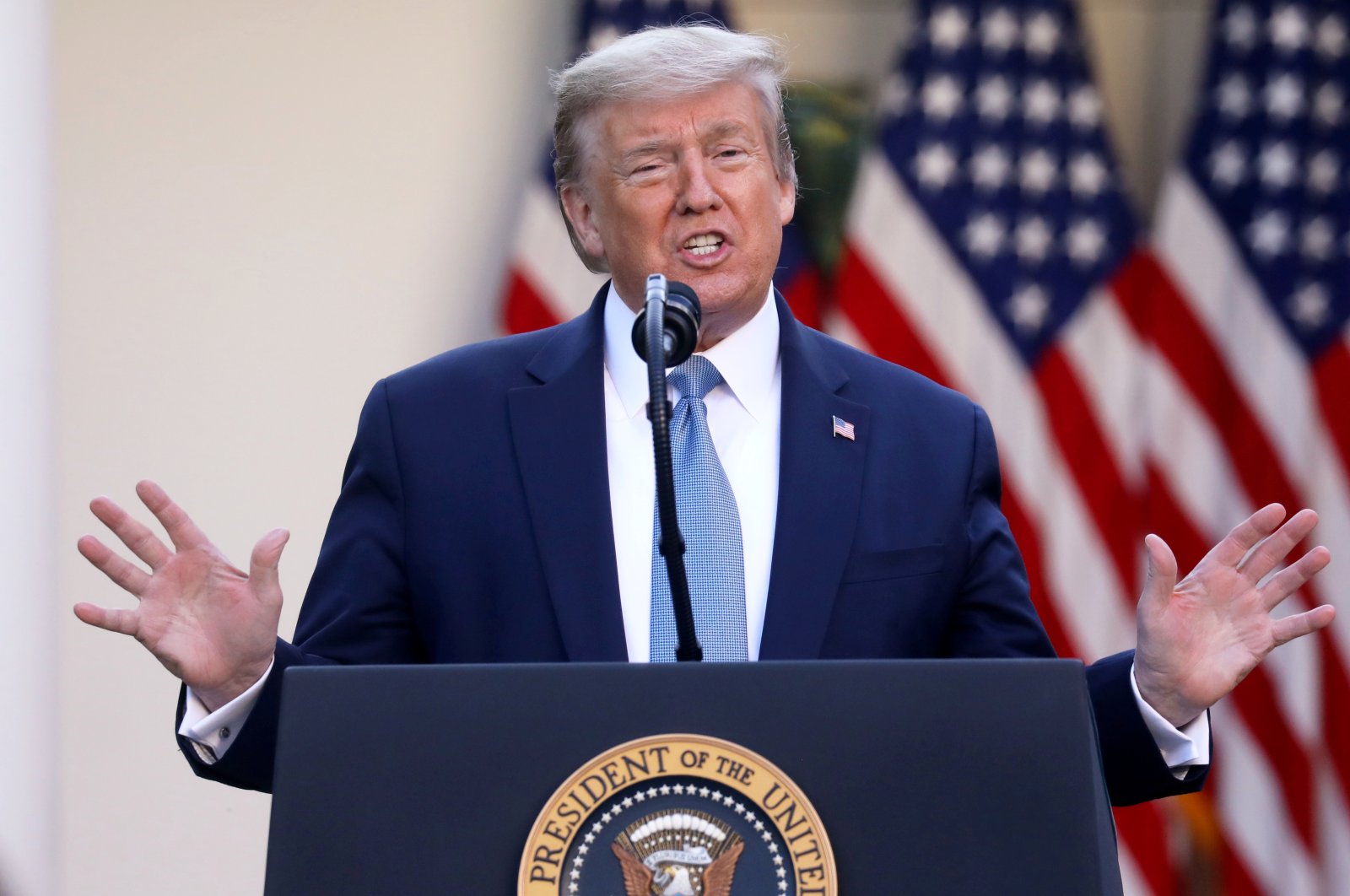 U.S. President Donald Trump addresses the daily coronavirus task force briefing in the Rose Garden at the White House in Washington, U.S. (Reuters Photo)
