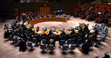 This Feb. 12, 2020, file photo, shows United Nations Security Council meeting at the U.N. headquarters in New York. (AFP Photo)