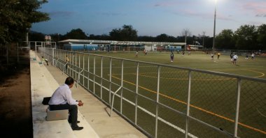 A fan watches a match between Juventus FC and Real Madriz FC in Liga Primera at Arnoldo Matty Chavez Stadium, Masaya, Nicaragua, April 11, 2020. (Reuters Photo)