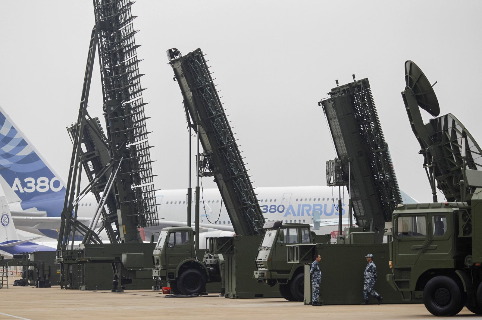 Chinese People's Liberation Army Air Force's anti-aircraft and ground-to-air missile systems are seen on display ahead of the 10th China International Aviation and Aerospace Exhibition in Zhuhai, Guangdong Province, Nov. 10, 2014. (Reuters Photo)