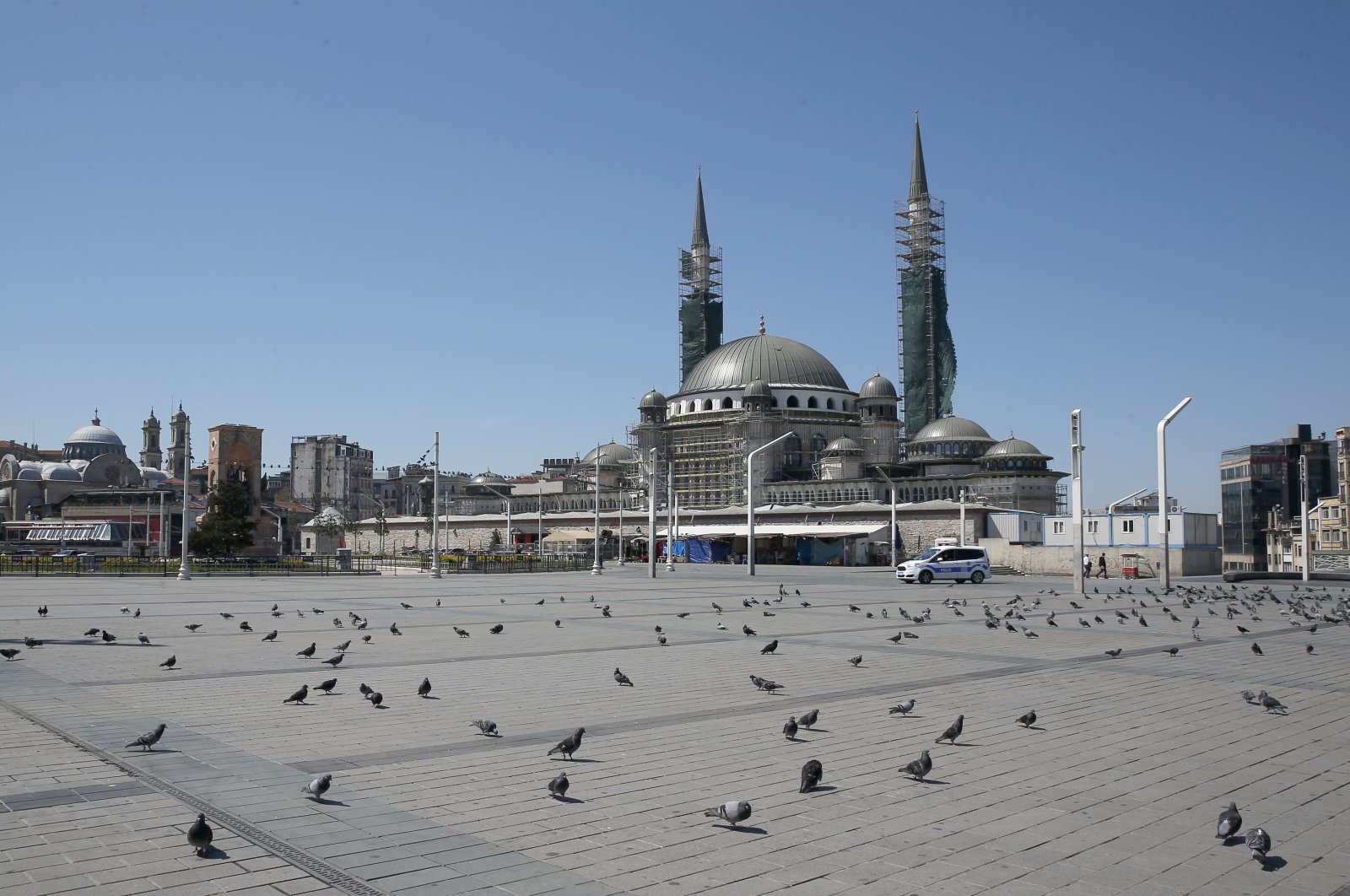 A deserted Taksim Square, one of the city's landmarks, in Istanbul, Turkey, April 18, 2020. (AP Photo)