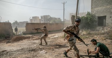 The GNA launched 17 airstrikes to recapture Tarhuna, aiming at Haftar forces and their military vehicles, Sunday, April 19, 2020. (AA)
