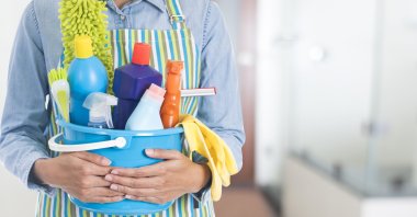 Cleaning materials with chlorine-free hydrogen peroxide are sufficient to clean the floors and walls. (Shutterstock Photo)