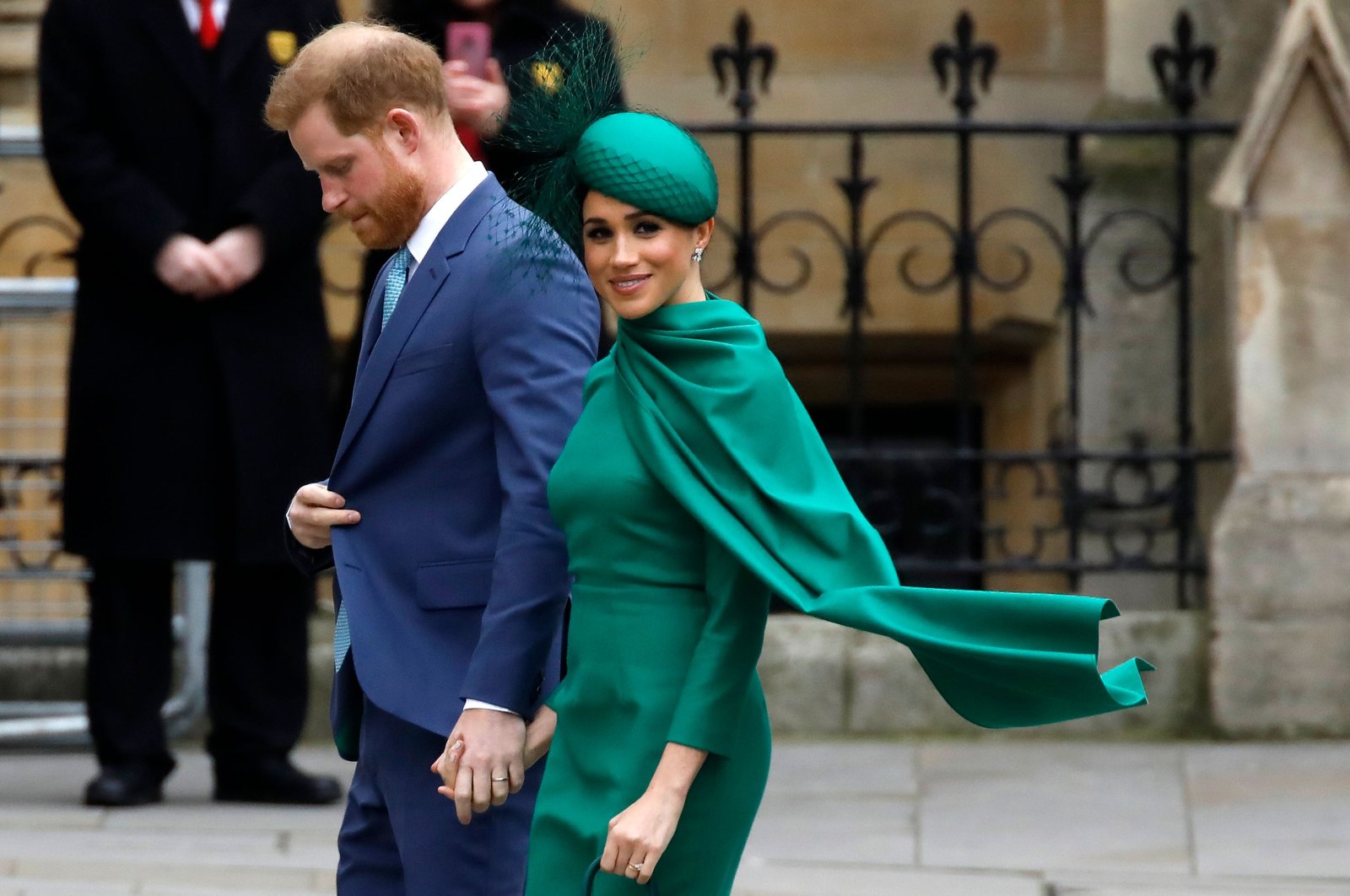  In this file photo taken on March 9, 2020 Britain's Prince Harry, Duke of Sussex, (L) and Meghan, Duchess of Sussex arrive to attend the annual Commonwealth Service at Westminster Abbey in London. (AFP Photo)