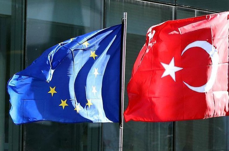The European Union and Turkish flags seen in a file photo from May, 6, 2018.