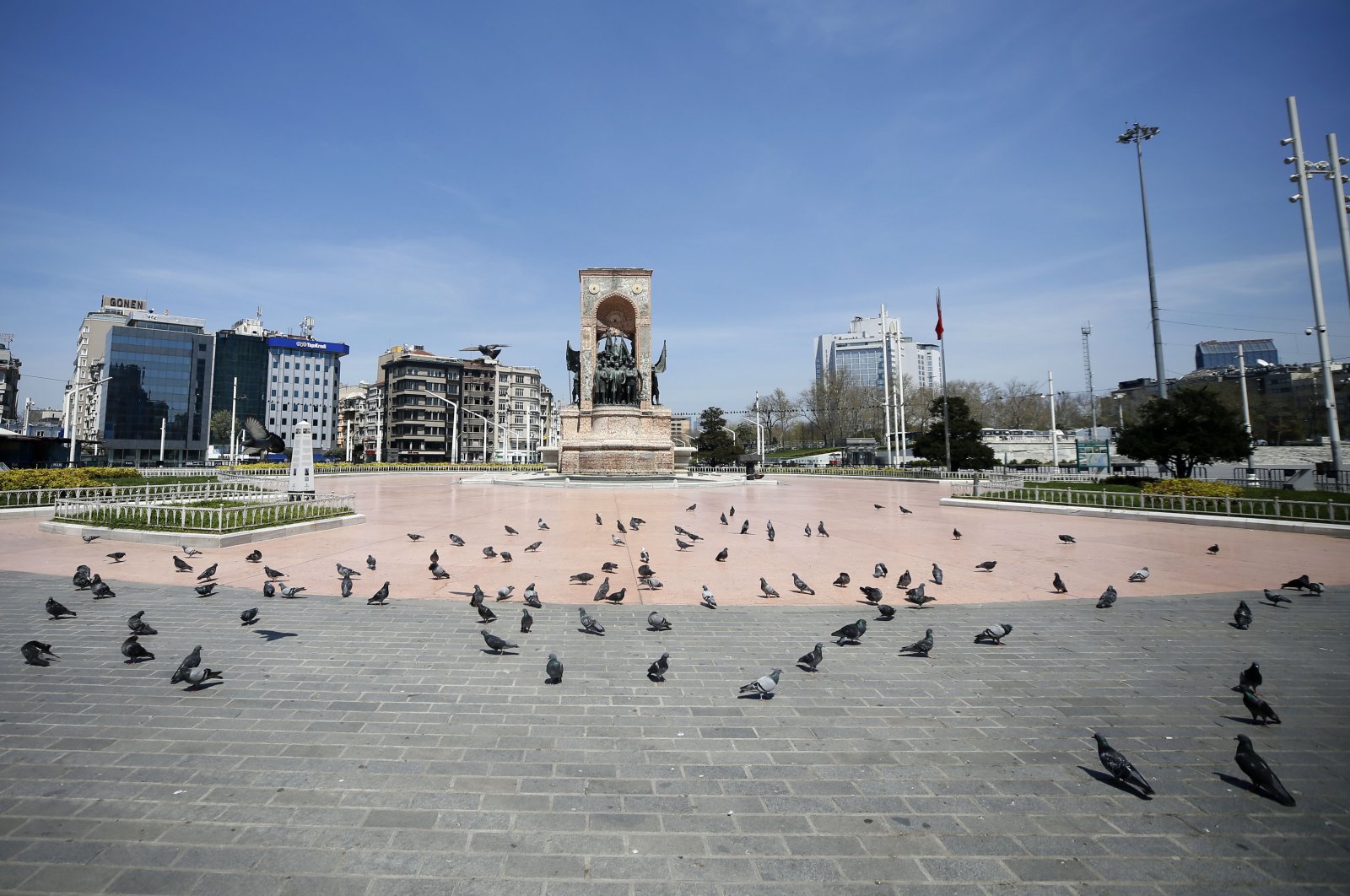 Istanbul's famous Taksim Square, which is normally packed with people, has been nearly empty recently (AA Photo)