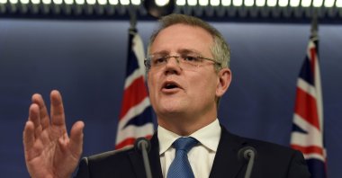 This file photo taken on July 25, 2014 shows Australian Prime Minister Scott Morrison speaking at a press conference in Sydney, Australia.(AFP Photo)