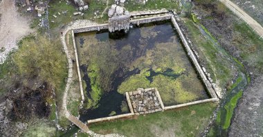 An aerial view from Eflatunpınar Hittite spring sanctuary. (AA Photo)