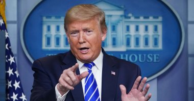 U.S. President Donald Trump speaks during the daily briefing on the novel coronavirus in the Brady Briefing Room of the White House, Washington, D.C., U.S., April 23, 2020. (AFP Photo)