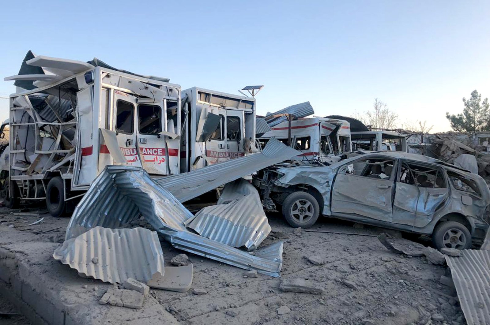 Damaged cars are seen at the site of a suicide attack, Zabul, Sept. 19, 2019. (AP Photo)