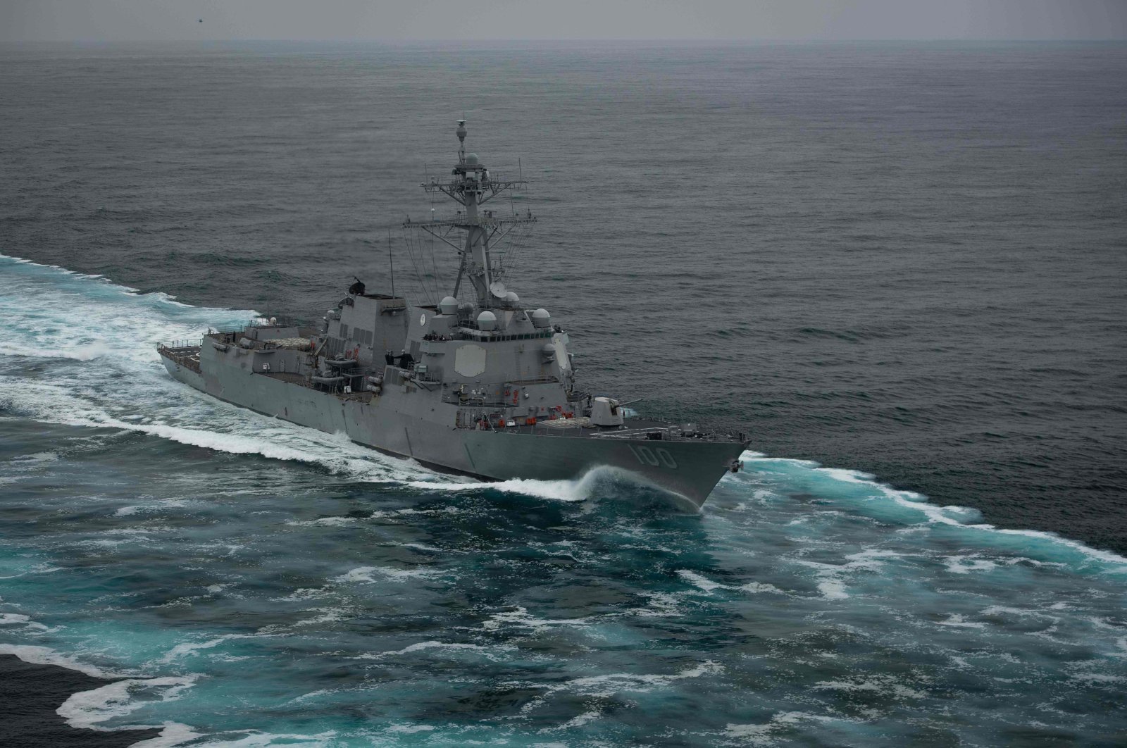 In this image obtained from the U.S. Defense Department,  (July 30, 2019) the Arleigh Burke-class guided-missile destroyer USS Kidd transits the Pacific Ocean on July 30, 2019. (AFP Photo)