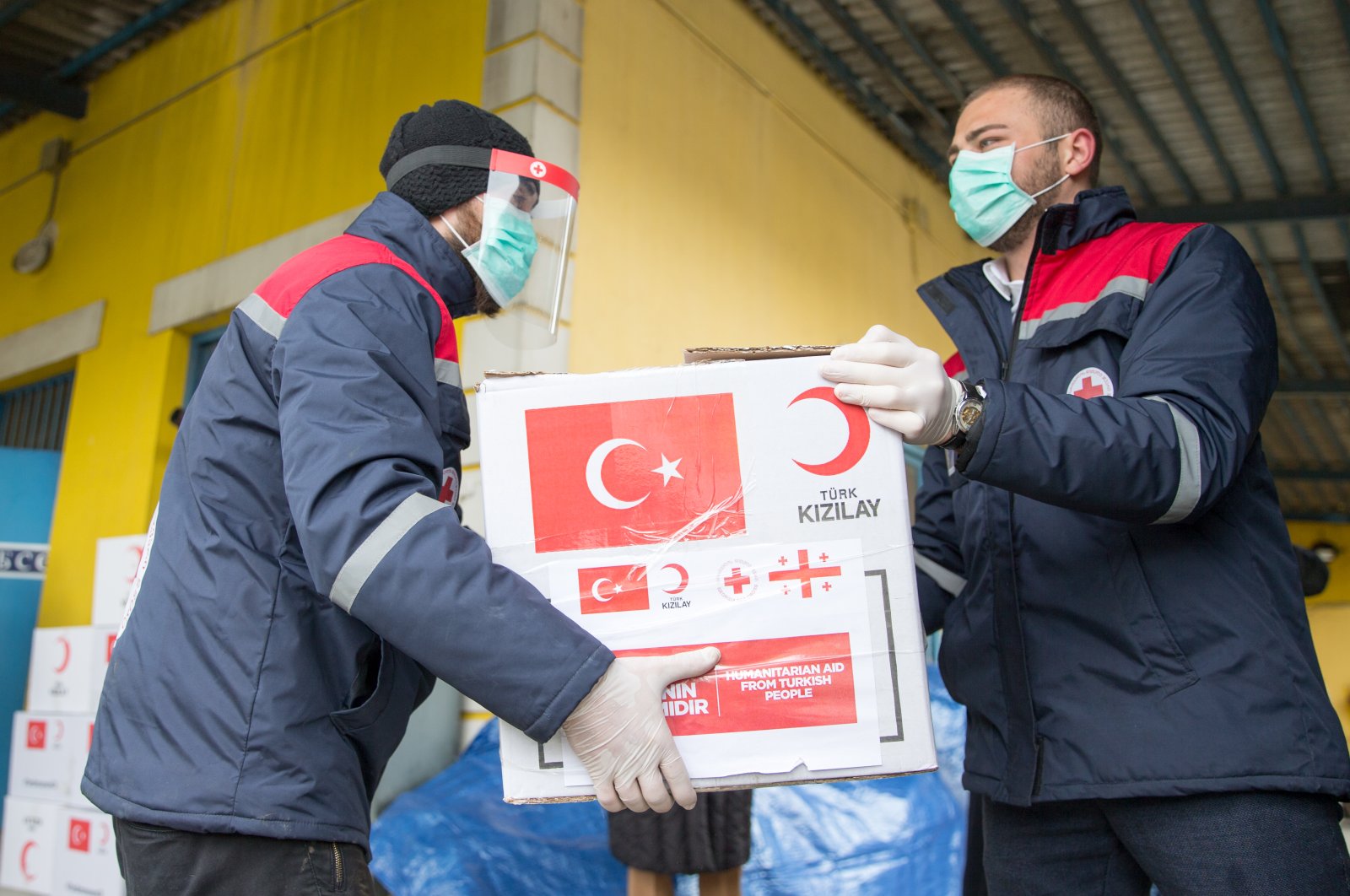 Turkey Red Crescent’s aid packages are delivered to Tblisi, April 25, 2020. (AA Photo)