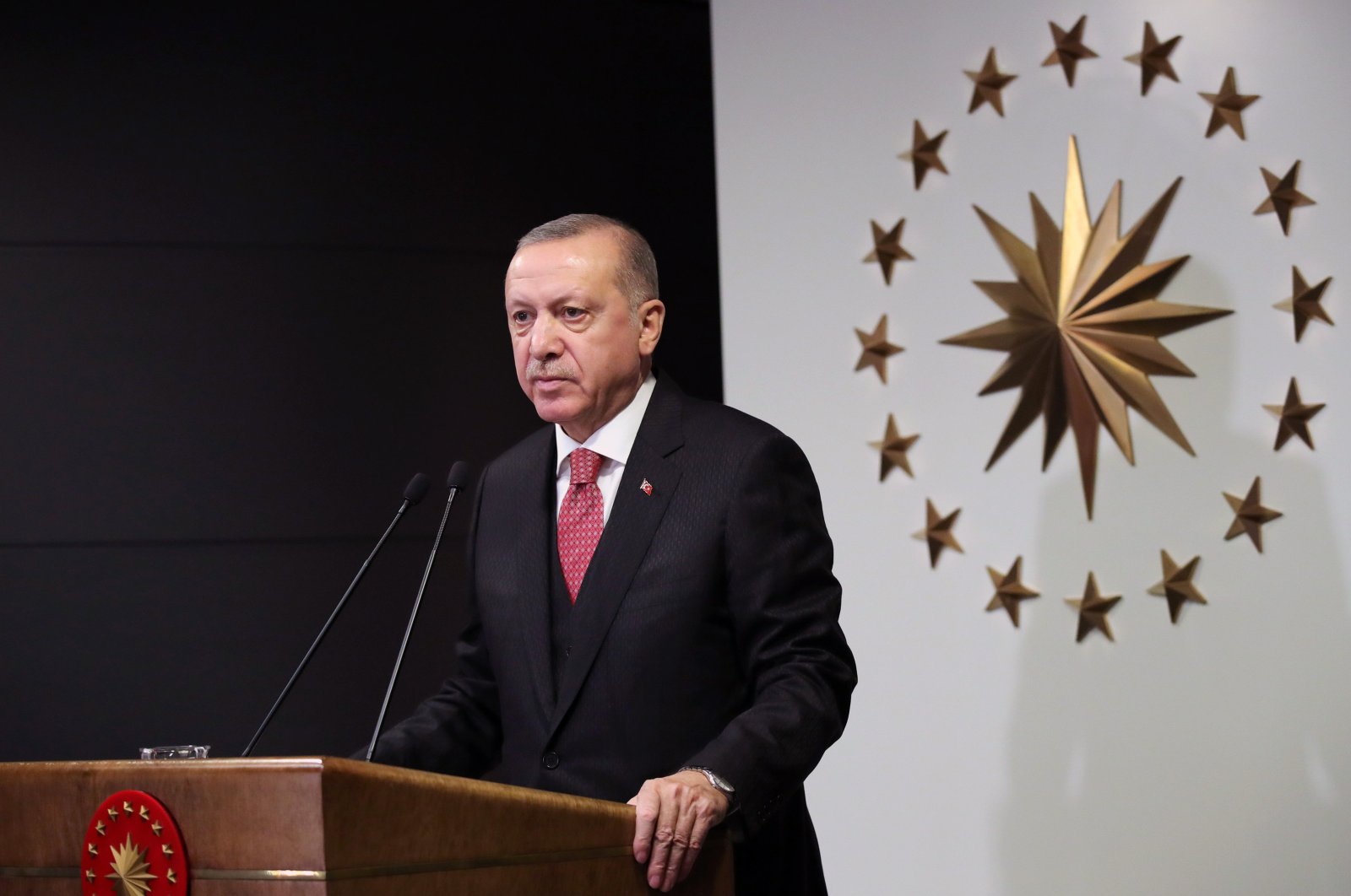President Recep Tayyip Erdoğan speaks after a Cabinet meeting, Ankara, Turkey, April 22, 2020. (AA Photo)