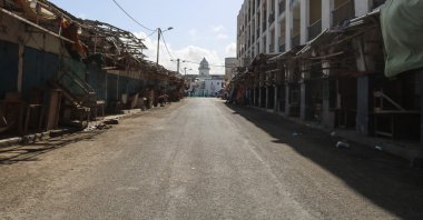 All shops are closed at a clothes market as the government banned commercial activities at essential markets to curb the spread of the coronavirus in Djibouti, March 27, 2020. (AFP Photo)
