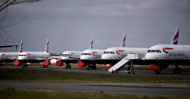 British Airways planes are seen parked at Bournemouth Airport, as the spread of the coronavirus disease continues, Bournemouth, Britain, April 1, 2020. (Reuters Photo)