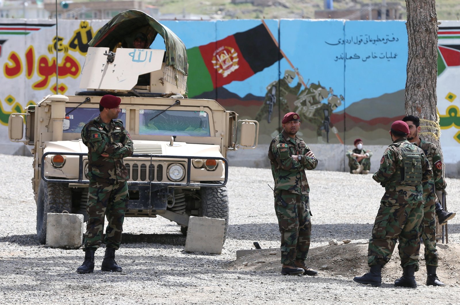 Afghan National Army soldiers keep watch at the site of a suicide attack, Kabul, Afghanistan, April 29. (REUTERS Photo)