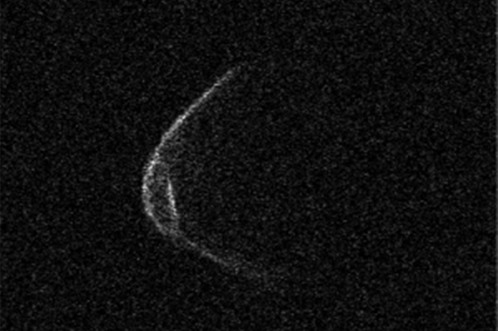 This radar image made available by the Arecibo Observatory in Puerto Rico shows asteroid 1998 OR2 on April 17, 2020. (AP Photo)