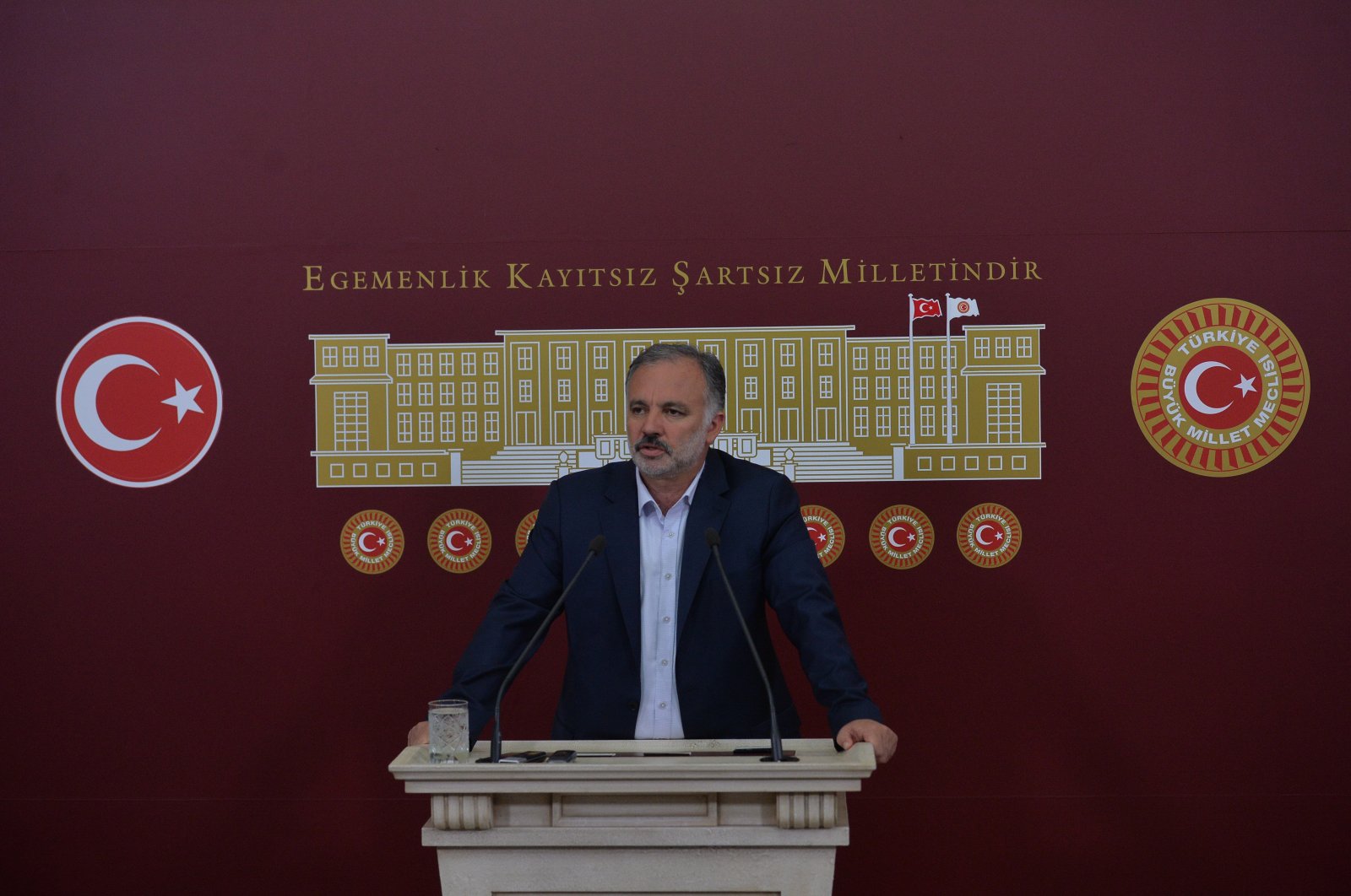 Kars Mayor Ayhan Bilgen, then-group deputy chairman of the HDP, speaks at a news conference at the Turkish Parliament in Ankara, Turkey, July 18, 2020. (Sabah File Photo)