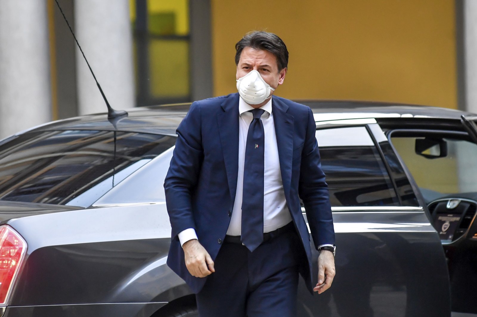 Italian Premier Giuseppe Conte arrives in Milan, Italy, Monday, April 2020 for a meeting with local authorities. (AP Photo)