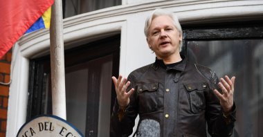 In this file photo taken on May 19, 2017 Wikileaks founder Julian Assange speaks on the balcony of the Embassy of Ecuador in London. (AFP Photo)