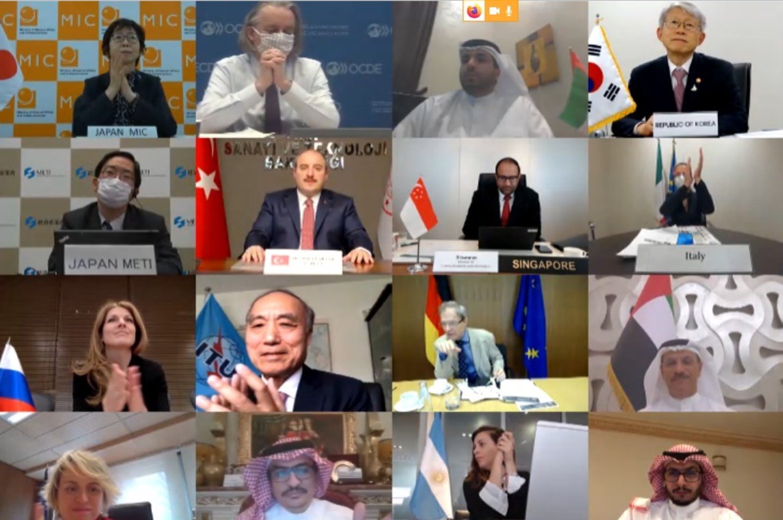 Industry and Technology Minister Mustafa Varank attended the extraordinary virtual G20 Digital Economy Ministerial Meeting, April 30, 2020. (AA Photo)

