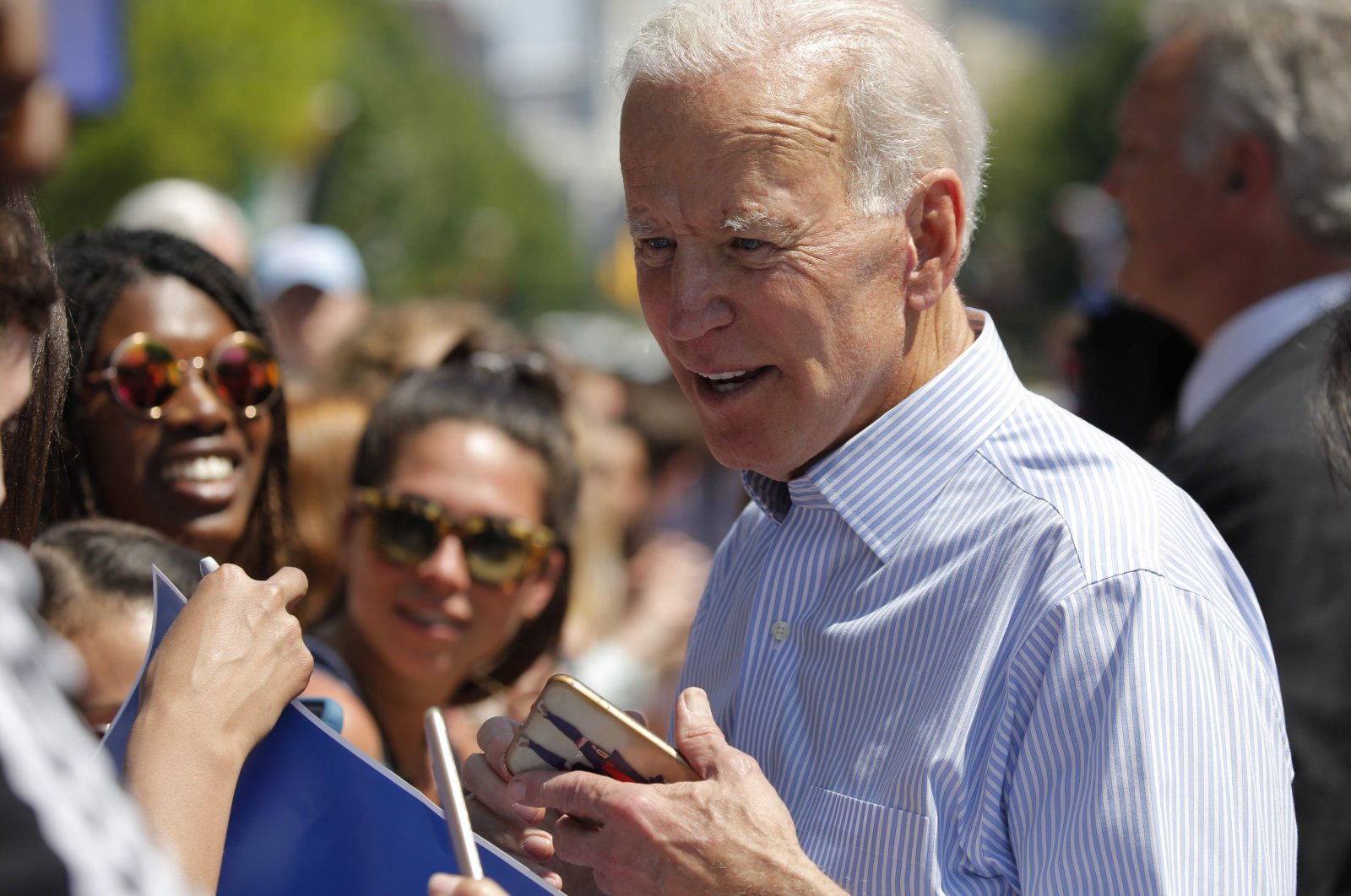 In this file photo taken on May 18, 2019, former US Vice President Joe Biden greets supporters during the kick off of his presidential election campaign in Philadelphia, Pennsylvania. (AFP Photo)