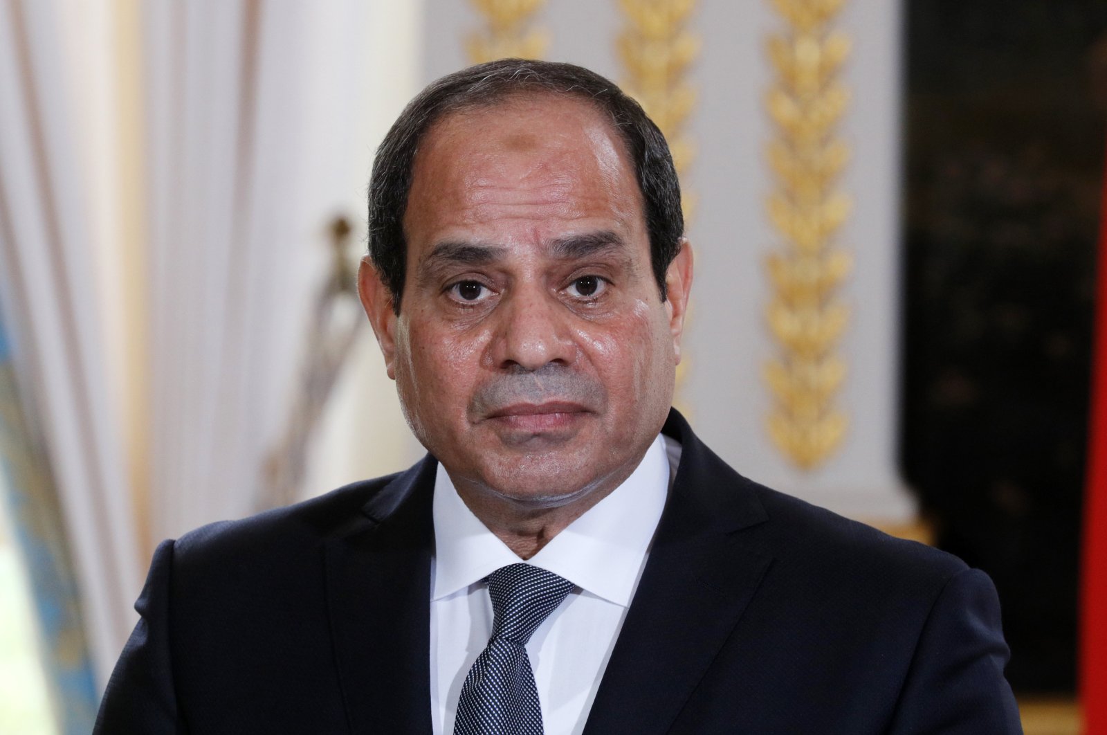 Abdel Fattah el-Sissi attends a news conference with French President Emmanuel Macron (not pictured) at the Elysee Palace, in Paris, France, 24 October 2017. (EPA Photo)