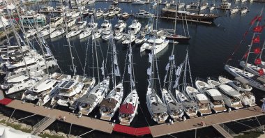 An aerial view of boats docked in Istanbul's Ataköy Marina, June 10, 2017. (DHA Photo)