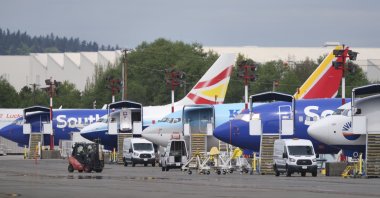 Grounded Boeing 737 MAX airplanes outside the company's factory, Renton, Washington, April 29, 2020. Boeing last week announced that it would lay off 15% of its commercial-airplanes division workforce amid the fallout from the coronavirus pandemic. (AFP Photo)