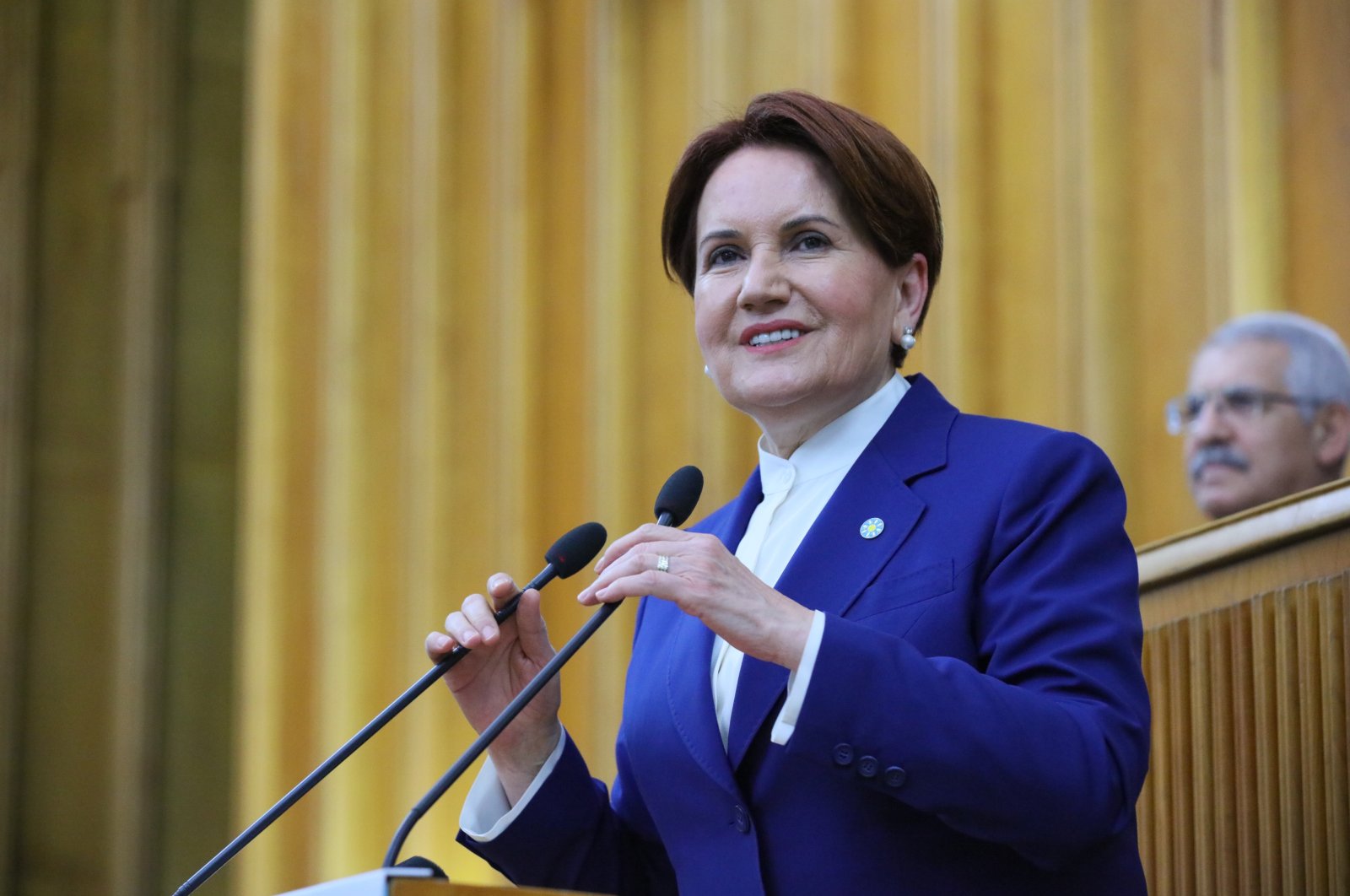 Head of İP Meral Akşener speaks at her party's group meeting in the parliament, March 10, 2020. (PHOTO BY ALİ EKEYILMAZ)
