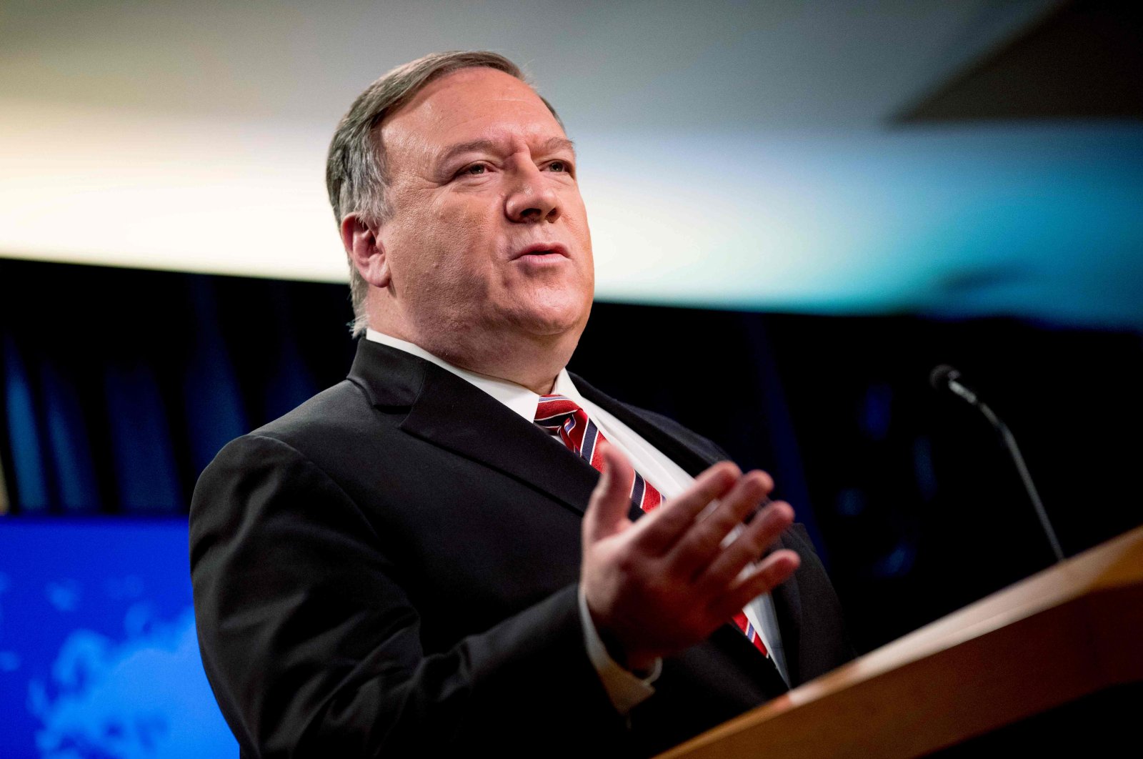 In this file photo, U.S. Secretary of State Mike Pompeo pauses while speaking at a news conference at the State Department on April 29, 2020, in Washington,D.C. (AFP Photo)