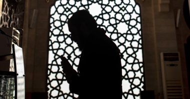 A Palestinian imam prays in a mosque during Ramadan, Gaza City, April 22, 2020. (AP Photo)