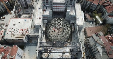 An aerial photo of the construction of the AKM auditorium. (DHA Photo)