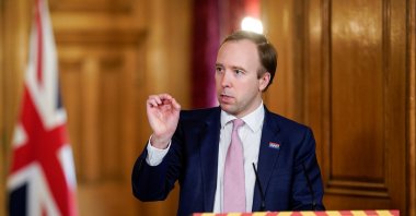 Britain's Health Secretary Matt Hancock chairs the Daily COVID-19 Digital News Conference at 10 Downing Street in London, Britain May 4, 2020. (REUTERS Photo)