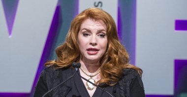 Stephenie Meyer, author of the "Twilight" series, speaking at the Women in Film 2015 Crystal And Lucy Awards in Los Angeles, June 16, 2015. (AP Photo)