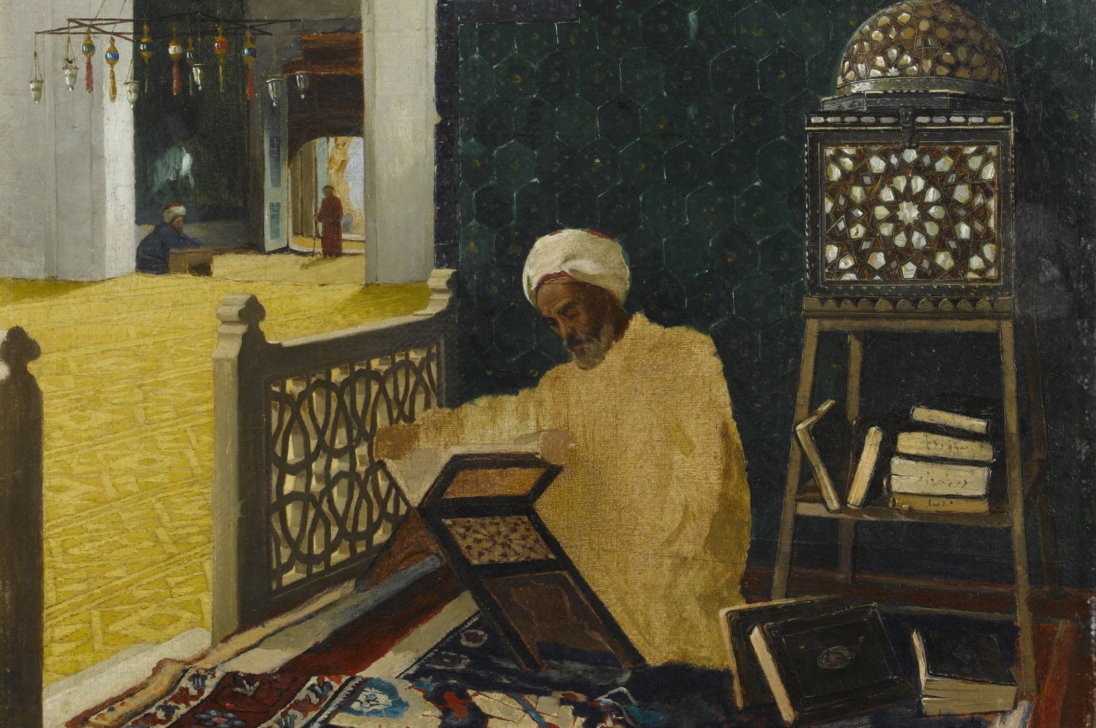 Turkish painter Osman Hamdi Bey's "Reciting the Quran" painting from the collection of Sakıp Sabancı Museum, Istanbul. (Photo by Fine Art Images/Heritage Images/Getty Images)