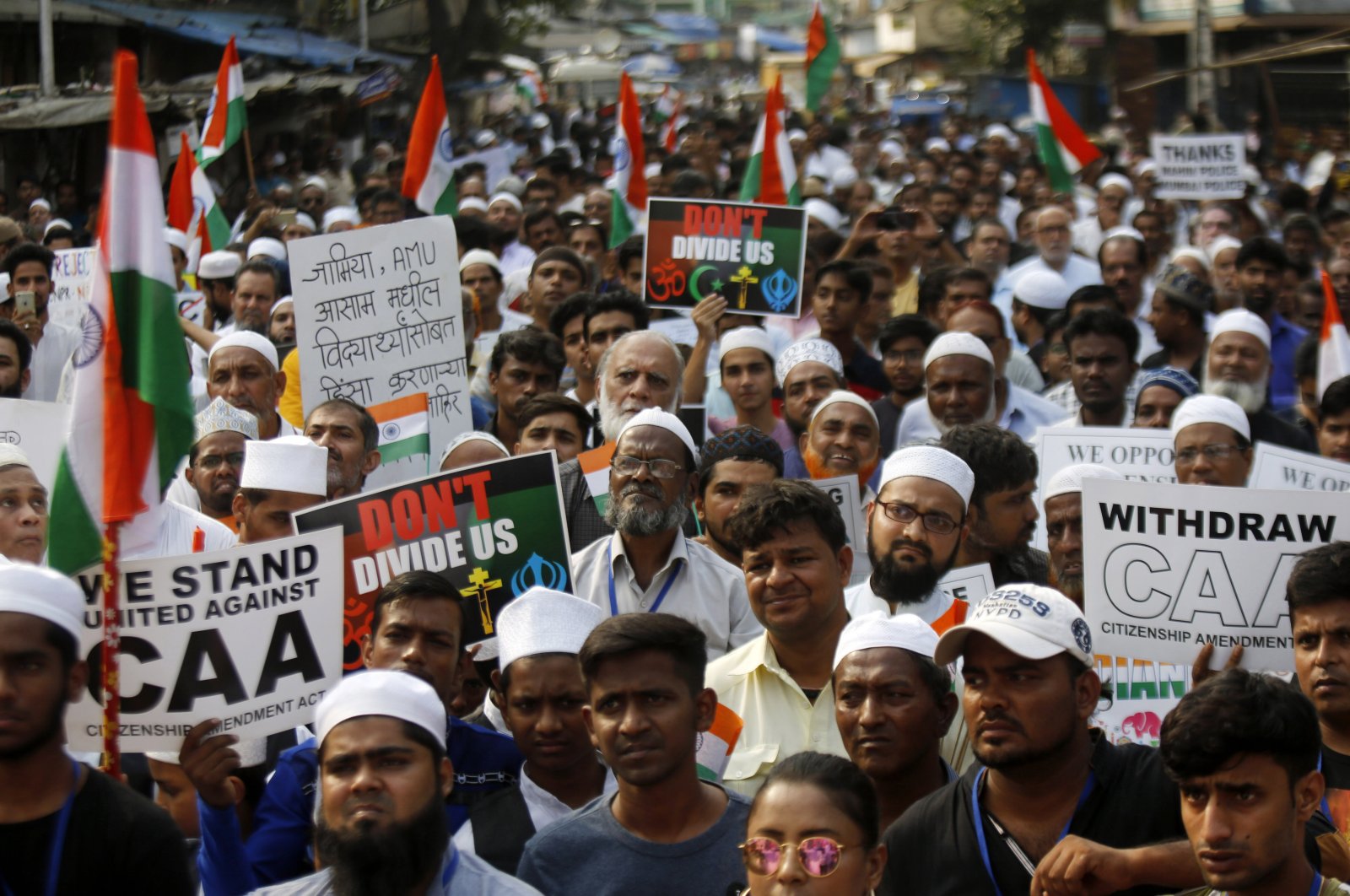 People participate in a protest rally against the Citizen Amendment Act in Mumbai, India, Dec. 28, 2019. (AP Photo)