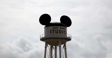 The sign at Walt Disney Studios Park is seen at the entrance of Disneyland Paris, in Marne-la-Vallee, near Paris, France, March 9, 2020.
