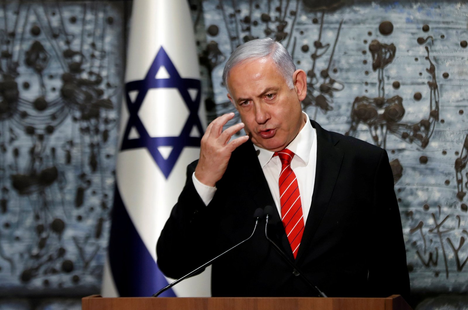 Israeli Prime Minister Benjamin Netanyahu speaks during a nomination ceremony, Jerusalem, Sept. 25, 2019. (REUTERS Photo)