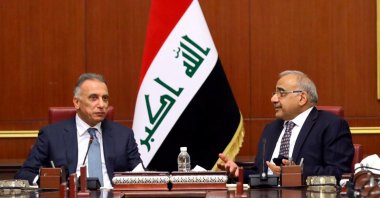 Iraq's new Prime Minister Mustafa al-Kadhimi meets with former Iraqi Prime Minister Adil Abdul-Mahdi in Baghdad, Iraq, May 7, 2020. (Reuters Photo)
