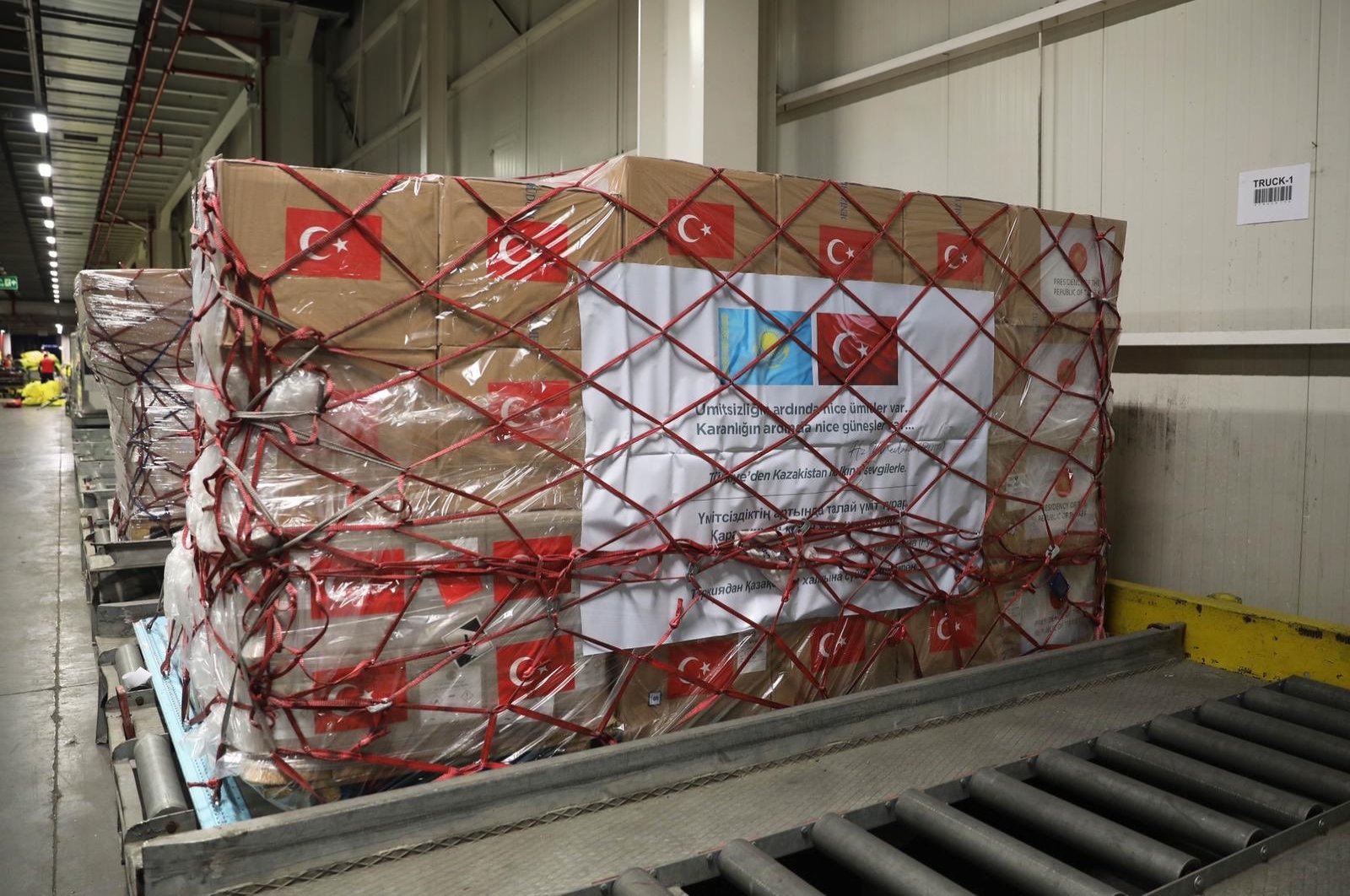 Turkey delivered medical aid equipment to Kazakhstan in order to support the global combat against the novel coronavirus pandemic, May 9, 2020. (İHA Photo) 