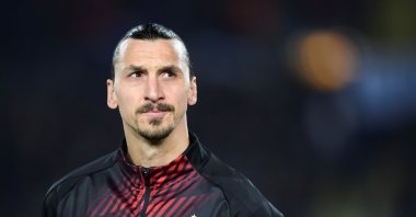 Zlatan Ibrahimovic during a Serie match in Brescia, Italy, Jan. 24, 2020. (AFP Photo)