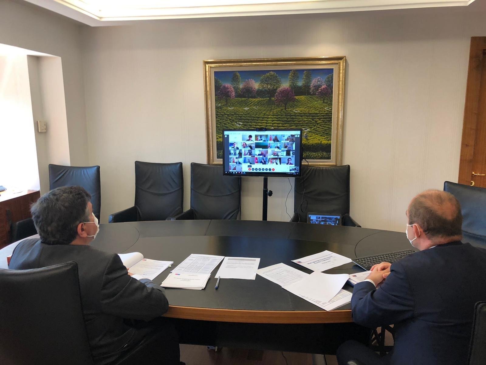 Deputy Minister of Foreign Affairs and Director for EU Affairs Faruk Kaymakçı holds a Financial Cooperation Coordination Council meeting, May 13, 2020. (AA)