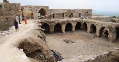 A general view from the ongoing restoration work at the Mor Kuryakos Monastery, Batman province, Turkey. (AA Photo)
