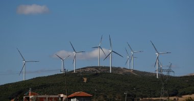 Wind turbines used to generate electricity are seen near the town of Susurluk in Balıkesir province, Turkey, Aug. 31, 2017. (Reuters Photo)