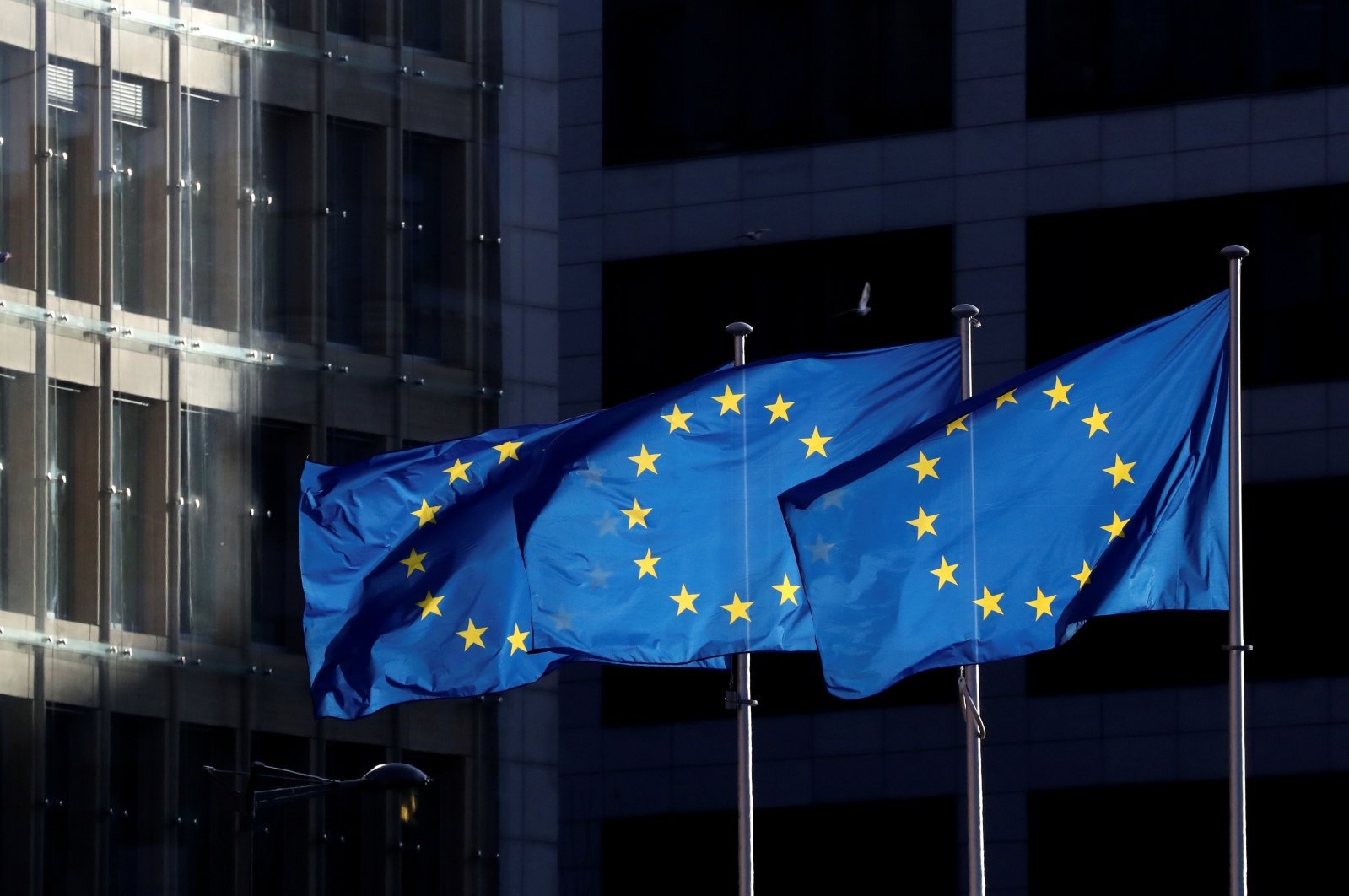 European Union flags fly outside the European Commission headquarters in Brussels, Belgium, Dec. 12, 2019. (Reuters Photo)