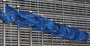European Union flags fly near the European Commission headquarters in Brussels, Belgium, Oct. 4, 2019. (Reuters Photo)