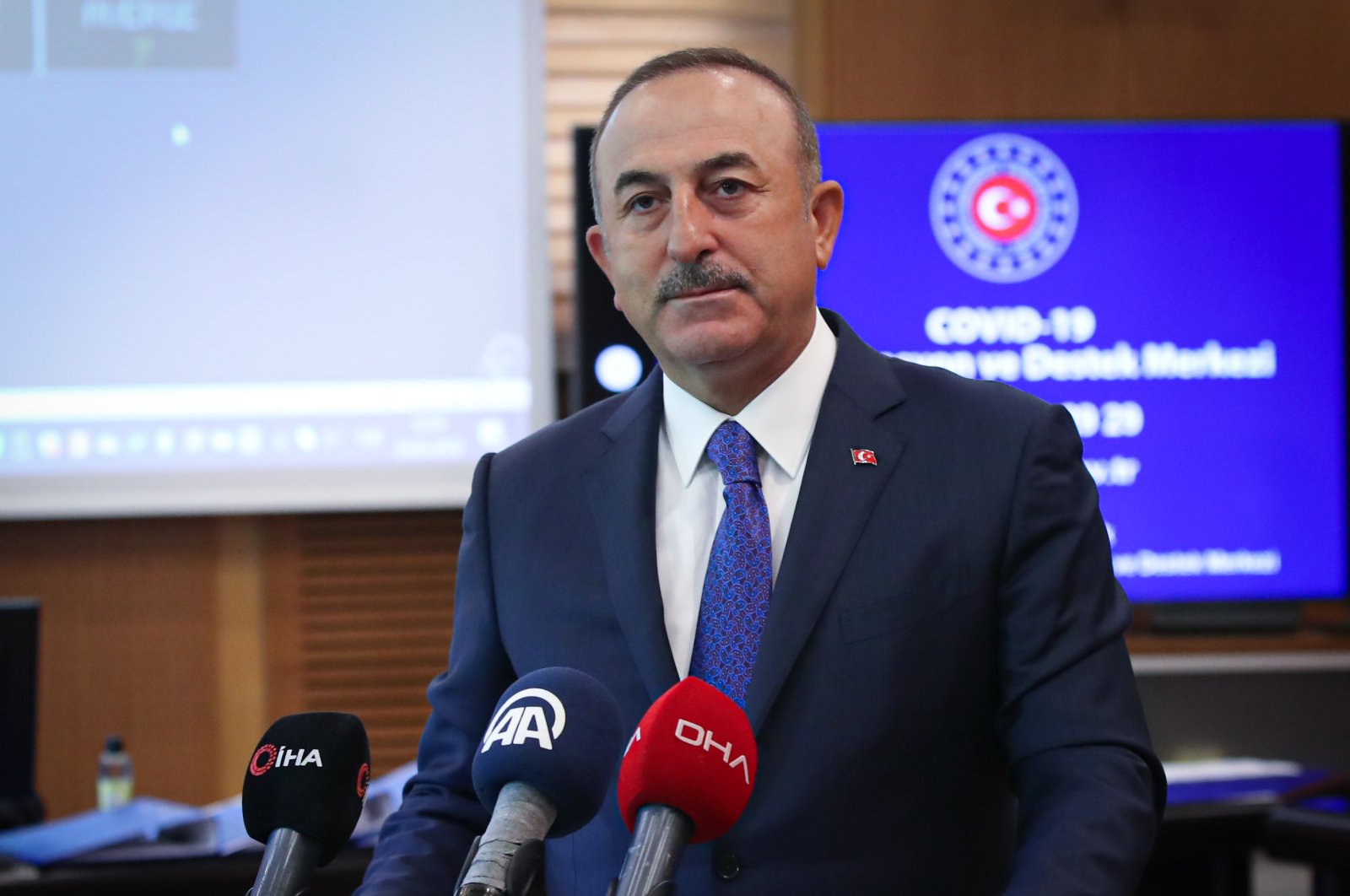 Foreign Minister Çavuşoğlu during a press conference in Ankara, May 12, 2020. (AA Photo)