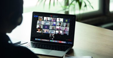 A man conducts a video call using BITES' XperMeet app, Istanbul, Turkey, May 12, 2020. (AA Photo)